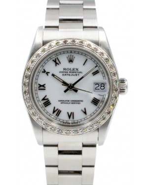 Rolex Datejust 68240 Ladies 31mm Midsize White Date Roman Stainless Steel Oyster
