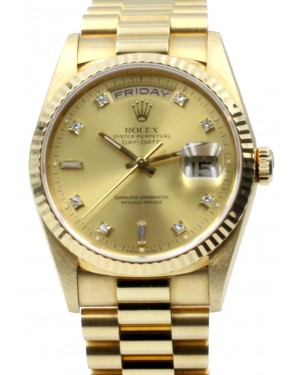 Rolex Day-Date President 18238 Champagne 36mm Factory Diamonds 36mm 18k Yellow Gold 