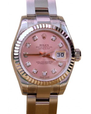 Rolex Datejust 179174 Ladies 26mm Pink Diamond White Gold Stainless Steel BRAND NEW