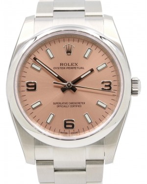 Rolex Oyster Perpetual 34 Stainless Steel Pink Arabic / Index Dial & Smooth Bezel Oyster Bracelet 114200