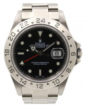 Rolex Explorer II 16570 Men's 40mm Black Date Stainless Steel No Holes PRE-OWNED