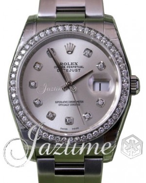  Rolex Datejust 36 White Gold/Steel Silver Custom Diamond Dial & Bezel Oyster Bracelet 126200 (126284RBR) - BRAND NEW