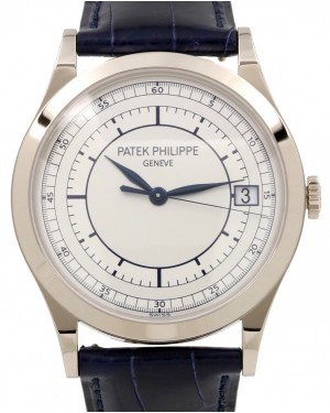 Patek Philippe Calatrava Sweep Seconds White Gold Sector Silver 38mm Dial Leather Automatic 5296G-001 