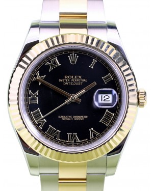 Rolex Datejust II Yellow Gold & Steel Black Roman Dial Two-Tone Oyster Bracelet 116333 - PRE-OWNED