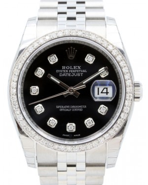 Rolex Datejust 36 White Gold/Steel Black Custom Diamond Dial & Bezel Jubilee Bracelet 126200 (126284RBR) - BRAND NEW