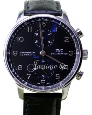 IWC Portuguese Automatic Chronograph IW371438 IW3714 41mm Black Stainless Steel
