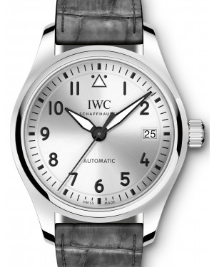 IWC Schaffhausen IW324007 Pilot's Watch Automatic 36 Silver Plated Arabic Stainless Steel Grey Leather 36mm Automatic