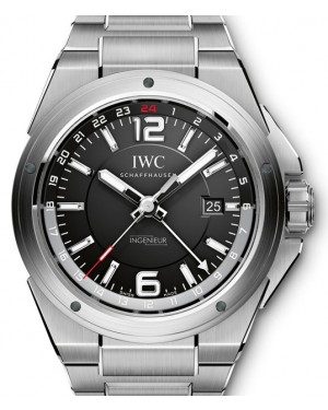 IWC Schaffhausen IW324402 Ingenieur Dual Time Black Arabic Index Stainless Steel 43mm Automatic 