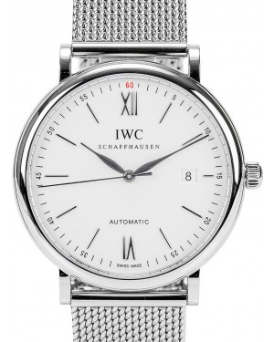 IWC Schaffhausen IW356505 Portofino Automatic Silver Plated Index Milanaise Mesh Stainless Steel 40mm Automatic