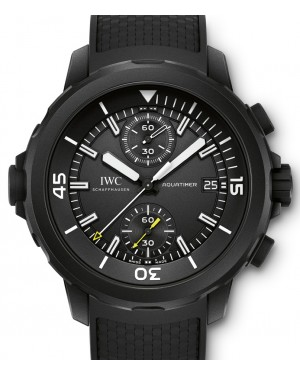 IWC Schaffhausen IW379502 Aquatimer Chronograph Edition Galapagos Islands Black Index Black Rubber Coated Stainless Steel Chronograph 44mm Automatic
