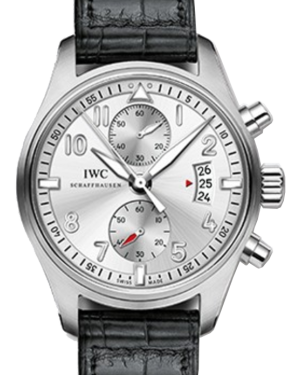 IWC Schaffhausen IW387809 Pilot’s Watch Chronograph Edition “Ju-Air” Rhodium Arabic Stainless Steel Black Leather 43mm Automatic