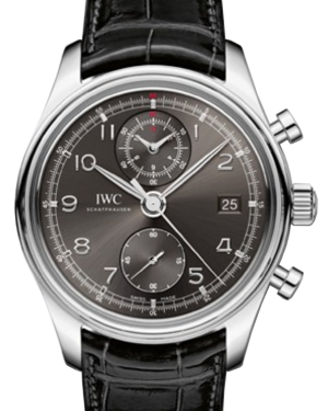 IWC Schaffhausen IW390404 Portugieser Chronograph Classic Ardoise Arabic Stainless Steel Black Leather 42mm Automatic