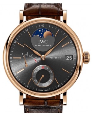 IWC Portofino Hand-Wound Moon Phase IW516403 Slate Index Red Gold Leather 45mm - BRAND NEW
