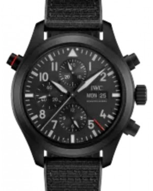 IWC Pilot's Watch Double Chronograph Top Gun Ceratanium 44mm Automatic Ceramic Titanium Black Dial Rubber Strap IW371815 - BRAND NEW