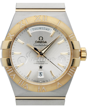 OMEGA 123.25.38.22.02.002 CONSTELLATION CO-AXIAL DAY-DATE 38mm STEEL AND YELLOW GOLD BRAND NEW