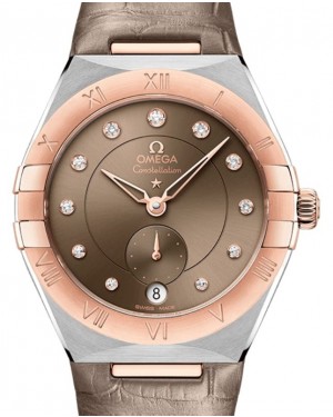 Omega Constellation Co-Axial Master Chronometer Small Seconds 34mm Stainless Steel/Sedna Gold Brown Diamond Dial 131.23.34.20.63.001 - BRAND NEW