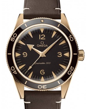 Omega Seamaster 300 41mm Bronze Gold Brown Dial Leather Strap 234.92.41.21.10.001