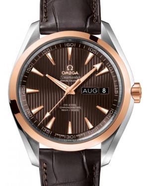Omega Seamaster Aqua Terra 150M Co-Axial Chronometer Annual Calendar 43mm Stainless Steel Red Gold Grey Dial Alligator Leather Strap 231.23.43.22.06.002 - BRAND NEW