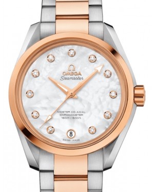 Omega Seamaster Aqua Terra 150M Master Co-Axial Chronometer Ladies 38.5mm Stainless Steel Red Gold White Mother of Pearl Dial Diamond Set Index Steel Red Gold Bracelet 231.20.39.21.55.003 - BRAND NEW