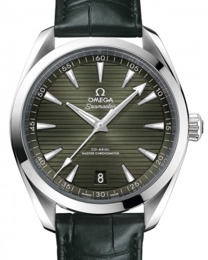 Omega Seamaster Aqua Terra 150M Co-Axial Master Chronometer Stainless Steel Green Dial Alligator Leather Strap 41mm 220.13.41.21.10.001 - BRAND NEW