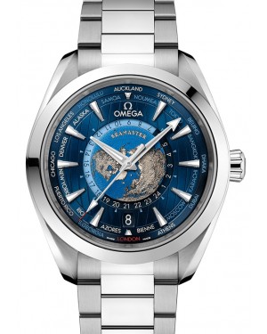 Omega Seamaster Aqua Terra 150M Co‑Axial Master Chronometer GMT Worldtimer 43mm Stainless Steel Blue Dial 220.10.43.22.03.001 - BRAND NEW