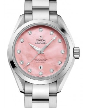 Omega Seamaster Aqua Terra 150M Master Co-Axial Chronometer 34mm Stainless Steel Pink Dial Diamond Index Steel Bracelet 231.10.34.20.57.003 - BRAND NEW