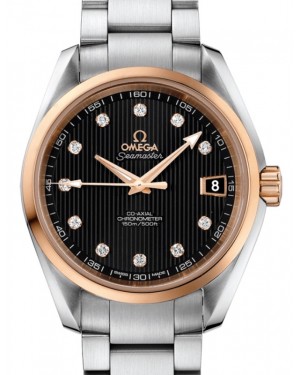 Omega Seamaster Aqua Terra 150M Omega Co-Axial 38.5mm Stainless Steel Red Gold Black Dial Diamond Set Index Steel Bracelet 231.20.39.21.51.003 - BRAND NEW