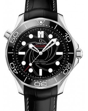 Omega Seamaster Diver 300M Co‑Axial Master Chronometer 42mm "James Bond" Numbered Edition Platinum Black Dial Leather Strap 210.93.42.20.01.001 - BRAND NEW