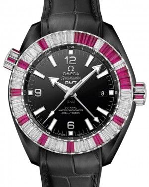 Omega Seamaster Planet Ocean 600M Co-Axial Master Chronometer GMT 45.5mm Ceramic Diamond Ruby Bezel Black Dial 215.98.46.22.01.002 - BRAND NEW