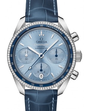 Omega Speedmaster 38 Co‑Axial Chronograph Stainless Steel Blue Dial Leather Strap 324.38.38.50.03.001 - BRAND NEW
