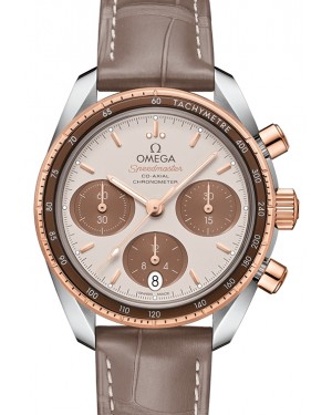 Omega Speedmaster 38 Co‑Axial Chronograph Stainless Steel/Sedna Gold Brown Dial Leather Strap 324.23.38.50.02.002 - BRAND NEW