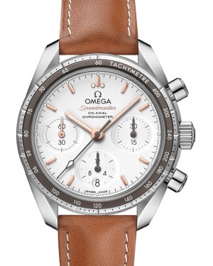 Omega Speedmaster 38 Co‑Axial Chronograph Stainless Steel Silver Dial Leather Strap 324.32.38.50.02.001 - BRAND NEW