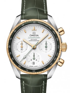 Omega Speedmaster 38 Co‑Axial Chronograph Stainless Steel/Yellow Gold Silver Dial Leather Strap 324.23.38.50.02.001 - BRAND NEW