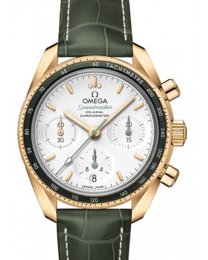 Omega Speedmaster 38 Co‑Axial Chronograph Yellow Gold Silver Dial & Aluminium Bezel Leather Strap 324.63.38.50.02.004 - BRAND NEW