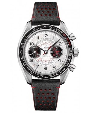 Omega Speedmaster Two Counters Chronoscope Chronograph 43mm Steel Silver Dial Leather Strap 329.32.43.51.02.001