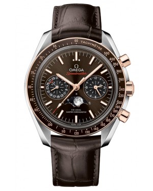 Omega Speedmaster Two Counters Moonphase 44.25mm Steel/Sedna Gold Brown Dial Leather Strap 304.23.44.52.13.001
