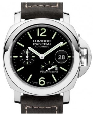 Panerai Luminor Power Reserve Stainless Steel 44mm Black Dial Leather Strap PAM01090 - BRAND NEW