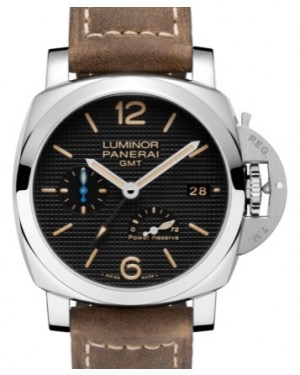Panerai Luminor GMT Power Reserve Stainless Steel 42mm Black Dial Leather Strap PAM01537 - BRAND NEW