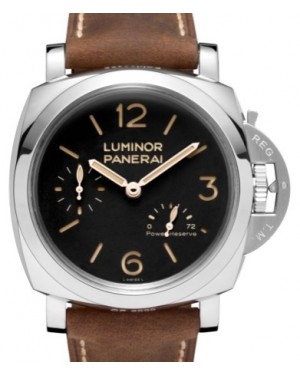 Panerai Luminor Power Reserve Stainless Steel 47mm Black Dial Leather Strap PAM00423 - BRAND NEW