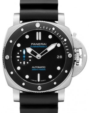 Panerai Submersible Stainless Steel 42mm Black Dial Rubber Strap PAM00683 - BRAND NEW