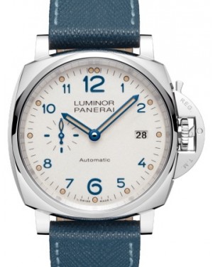 Panerai Luminor Due Stainless Steel 42mm White Dial Leather Strap PAM00906 - BRAND NEW