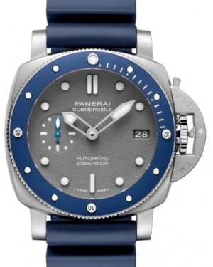Panerai Submersible Stainless Steel 42mm Grey Dial Rubber Strap PAM00959 - BRAND NEW