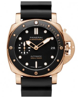 Panerai Submersible Goldtech™ Gold Copper 42mm Black Dial Rubber Strap PAM01164 - BRAND NEW