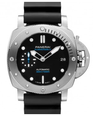 Panerai Submersible Stainless Steel 42mm Black Dial Rubber Strap PAM00973 - BRAND NEW
