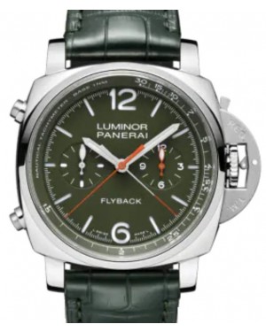Panerai Luminor Chrono Flyback Verde Militare "Limited Edition" Stainless Steel 44mm Military Green Dial Alligator Leather Strap PAM01296 - BRAND NEW