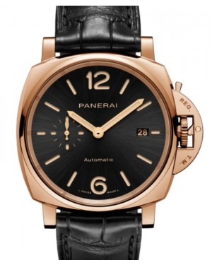 Panerai Luminor Due Goldtech™ Gold Copper 42mm Black Dial Alligator Leather Strap PAM01041 - BRAND NEW