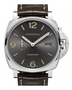 Panerai Luminor Due Stainless Steel 45mm Grey Dial Alligator Leather Strap PAM00943 - BRAND NEW