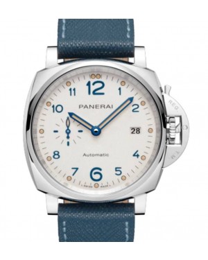 Panerai Luminor Due Steel 42mm White Dial Blue Leather Strap PAM00906 - BRAND NEW