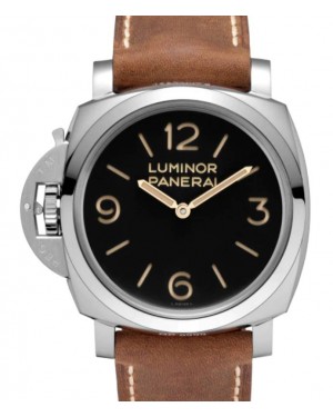 Panerai Luminor Left-Handed Steel 47mm Black Dial Leather Strap PAM00557 - BRAND NEW