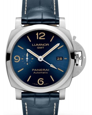 Panerai Luminor GMT Stainless Steel 44mm Blue Dial Alligator Leather Strap PAM01033 - BRAND NEW